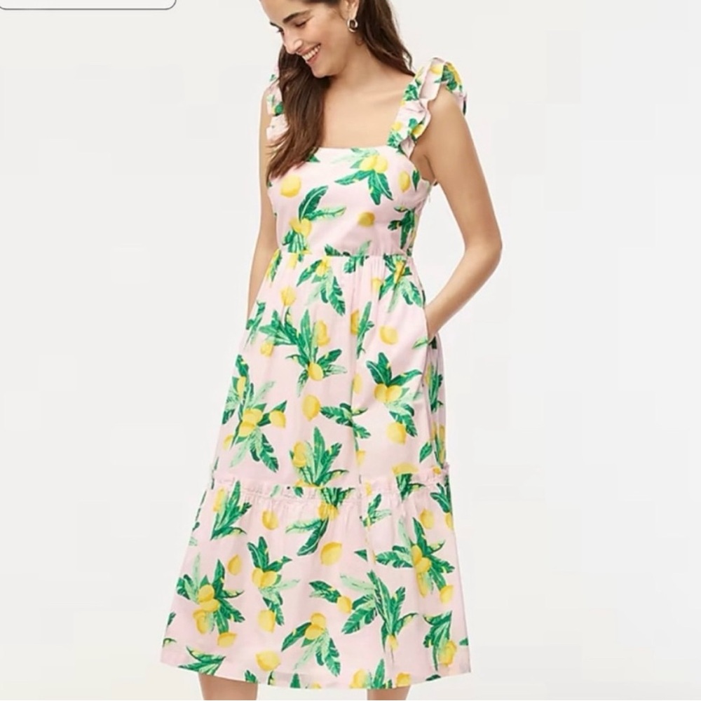 J. Crew Pink and Green Lemon Dress